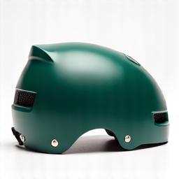Aerodynamic road touring helmet in matte forest green, side view.