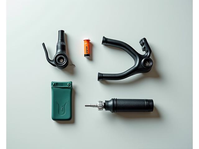 Compact basic repair kit with tire levers and patch kit for day tours.